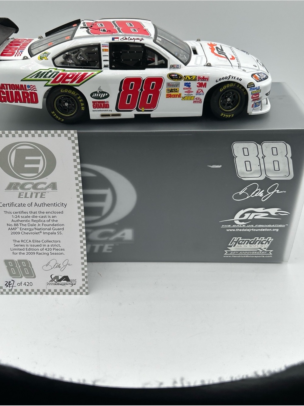 Die-Cast No. 88 Mountain Dew White NASCAR Collectible Car by RCCA